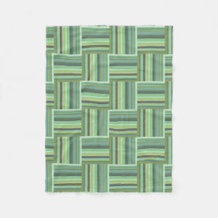 Olive green stripes weave pattern fleece blanket
