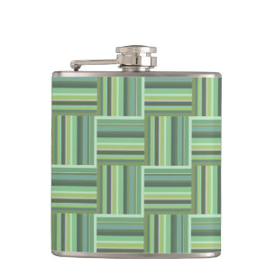 Olive green stripes weave pattern hip flask