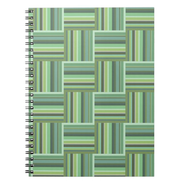 Olive green stripes weave pattern notebook (Front)