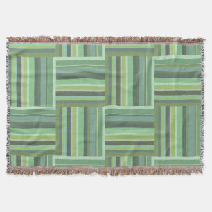 Olive green stripes weave pattern throw blanket