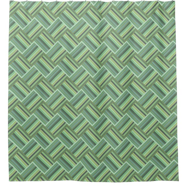 Olive green stripes weave shower curtain (Front)