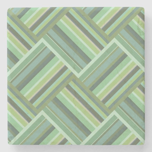 Olive green stripes weave stone coaster (Front)