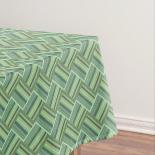 Olive green stripes weave tablecloth
