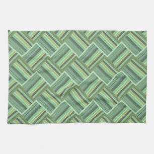 Olive green stripes weave tea towel