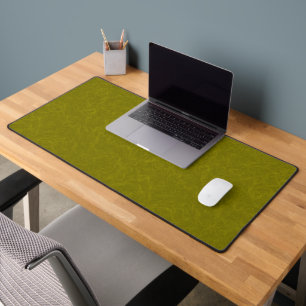Olive green surface with subtle swirling pattern desk mat