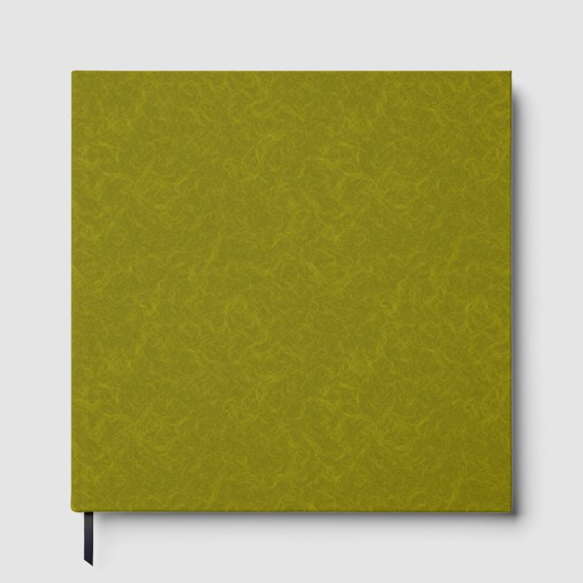 Olive green surface with subtle swirling pattern guest book (Front)