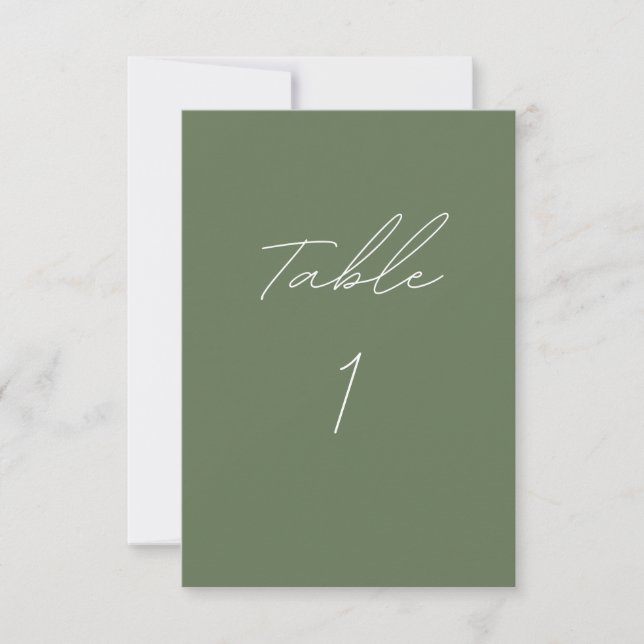 Olive Green Table Number Card (Front)