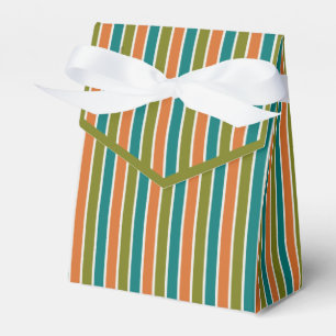 Olive green, Teal, Orange Striped Favour Box