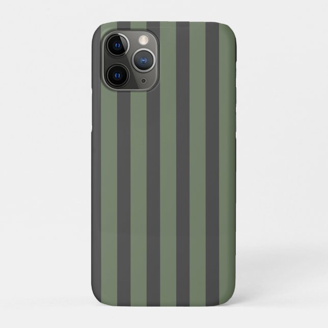 Olive Green Tick Striped Modern Case-Mate iPhone Case (Back)