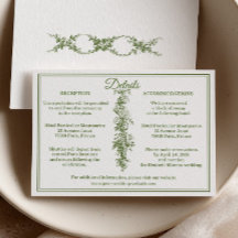 Olive Green Toile de Jouy Wedding Details Enclosur