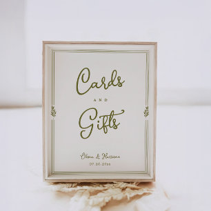 Olive Green Tuscan Elegant Cards and Gifts Sign
