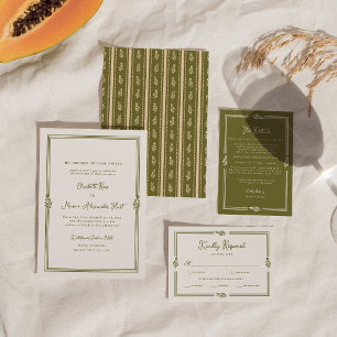 Olive Green Tuscan Vineyard Elegant Wedding Invitation
