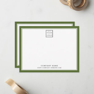 Olive Green Two Border Business Logo Company Name Card