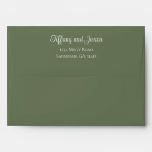 Olive Green Vertical Photo Wedding Envelope