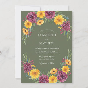 Olive Green Vibrant Autumnal Wedding Invitation