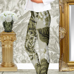 Olive Green Vintage Floral Toile No.1 Leggings<br><div class="desc">An olive green botanical vintage large-scale pattern digitised and colourized and placed onto these performance leggings.</div>