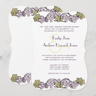 Olive Green Vintage Lavender Vineyard Wedding Invitation