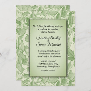 Olive Green Vintage Theme Wedding Invitation