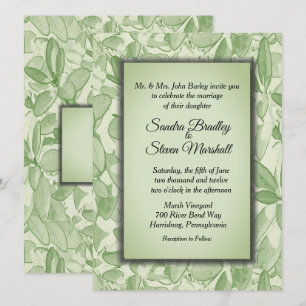 Olive Green Vintage Theme Wedding Invitation