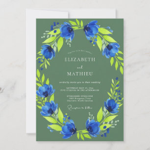 Olive Green Vivid Botanical Wedding Invitation