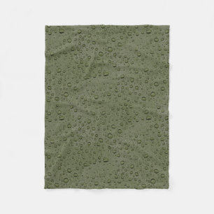 Olive green water droplets fleece blanket