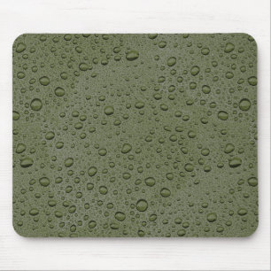 Olive green water droplets mouse mat