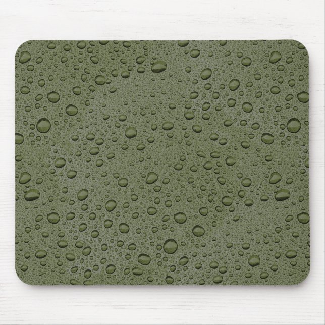 Olive green water droplets mouse mat (Front)