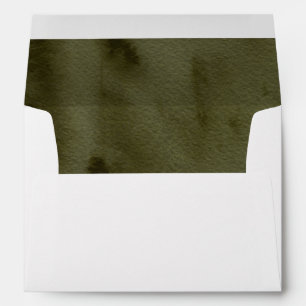 Olive Green Watercolor Return Address Envelope