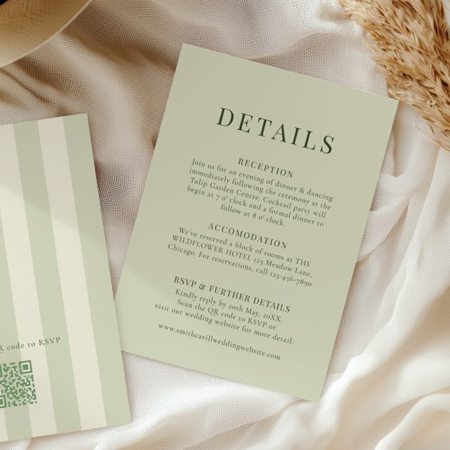 Olive Green Wedding Details Card (Creator Uploaded)