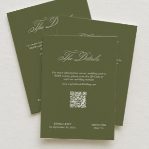Olive Green Wedding Details Qr Code Enclosure Card