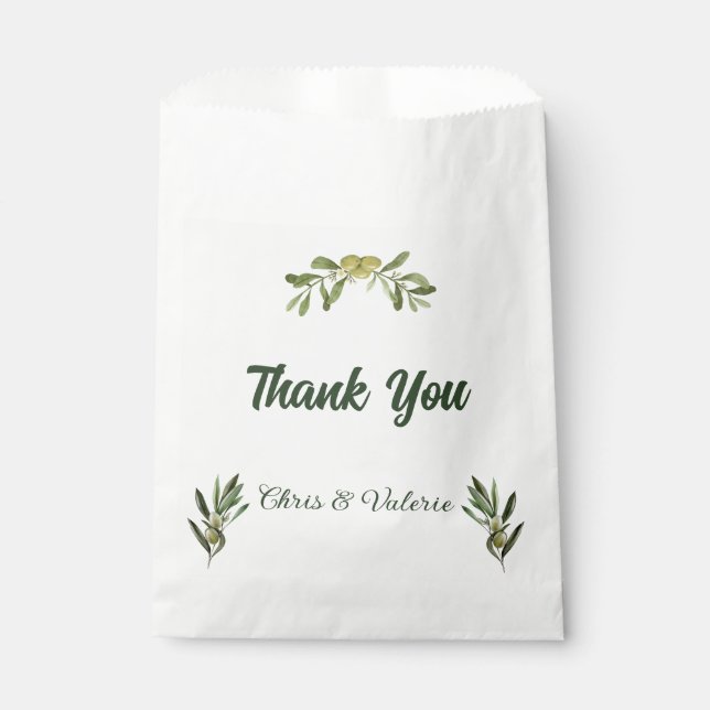 Olive Green Wedding  Favour Bags (Front)