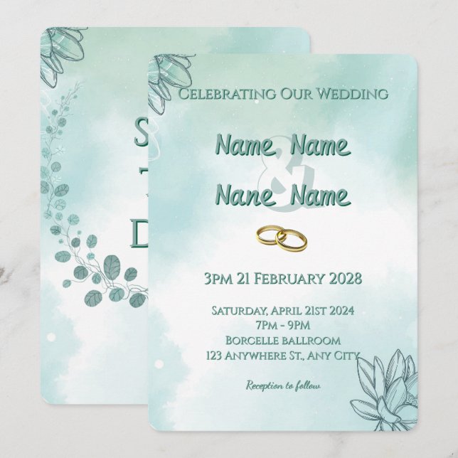 Olive Green Wedding Invitatio Save The Date (Front/Back)