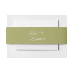 Olive Green Wedding Invitation Belly Band