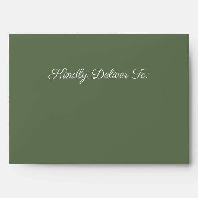 Olive Green Wedding Invitation Envelope (Front)