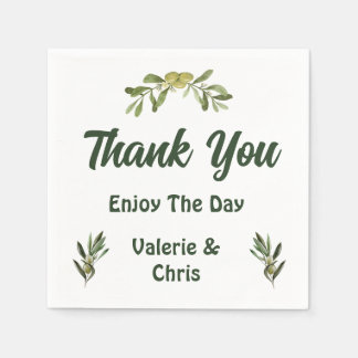 Olive Green Wedding Paper Napkin
