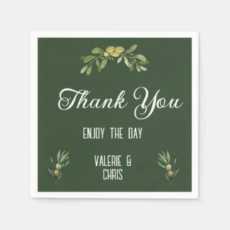 Olive Green Wedding Paper Napkin
