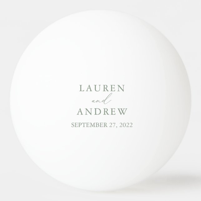 Olive Green Wedding Personalised Ping Pong Ball (Front)