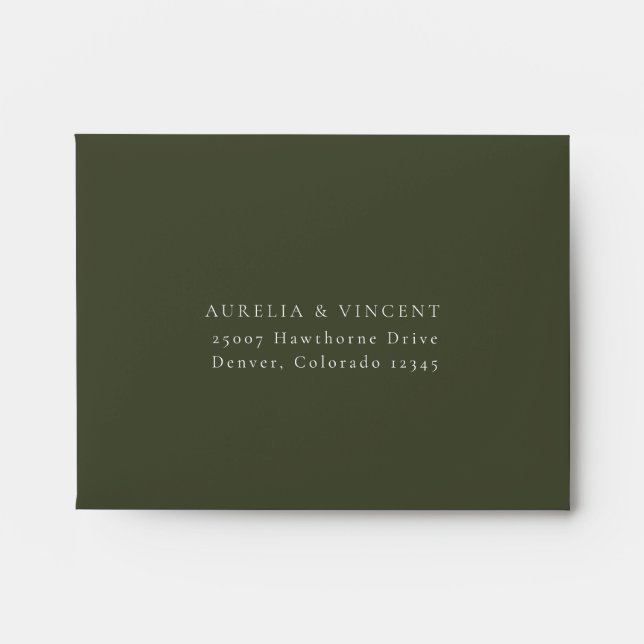 Olive Green Wedding RSVP Envelope (Front)