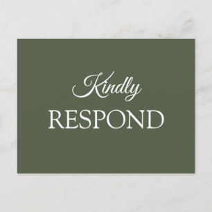 Olive Green Wedding RSVP Invitation Postcard