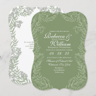 Olive Green Wedding Vintage Botanical Invitation