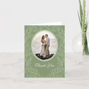 Olive Green Wedding Vintage Botanical Photo Thank You Card