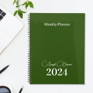 Olive Green Weekly Monthly Business Planner