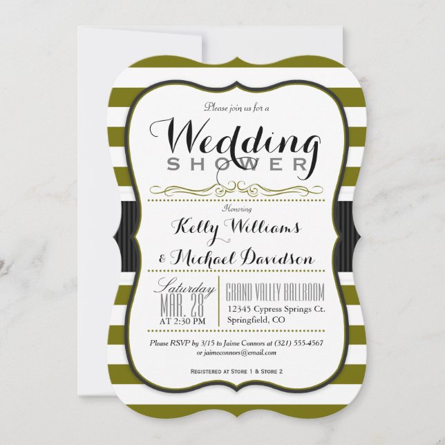 Olive Green & White Couples Wedding Shower Invitation (Front)