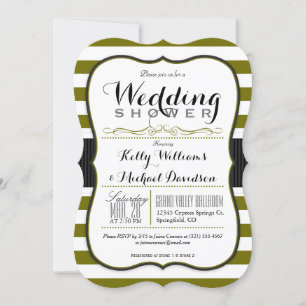 Olive Green & White Couples Wedding Shower Invitation