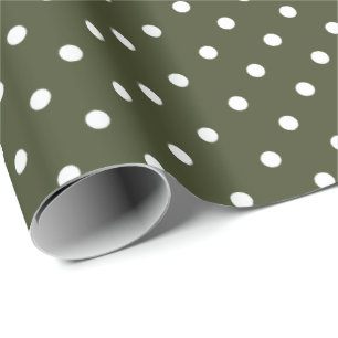 Olive Green White Polka Dot Wrapping Paper
