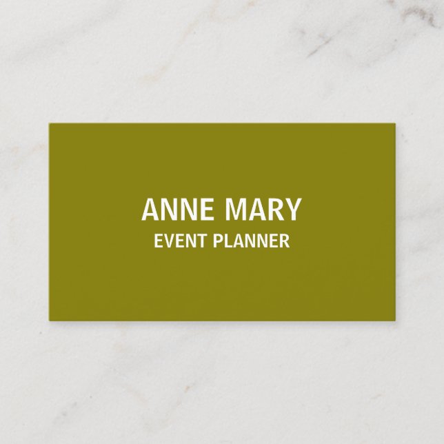 Olive Green White Professional Colourful Modern Business Card (Front)