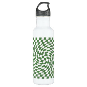 Olive Green & White Warped Chequered Pattern 710 Ml Water Bottle