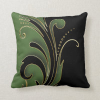 Olive Green with Black Florid Design Pattern