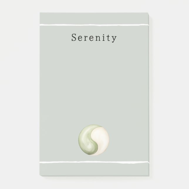 Olive Green Yin Yang Meditation Personalized  Post-it Notes (Front)