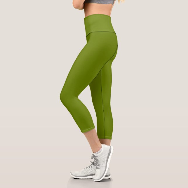   Olive Green Yoga  Capri Leggings for Women's (Left)